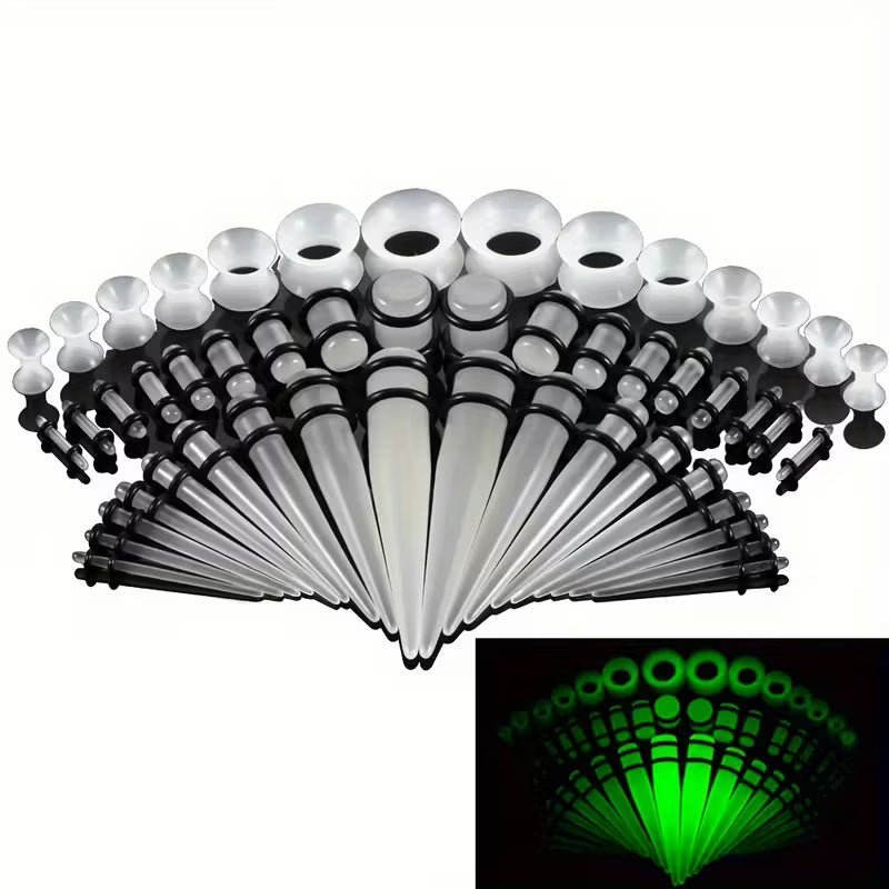 50 Pcs Glow In The Dark Ear Stretching Kit